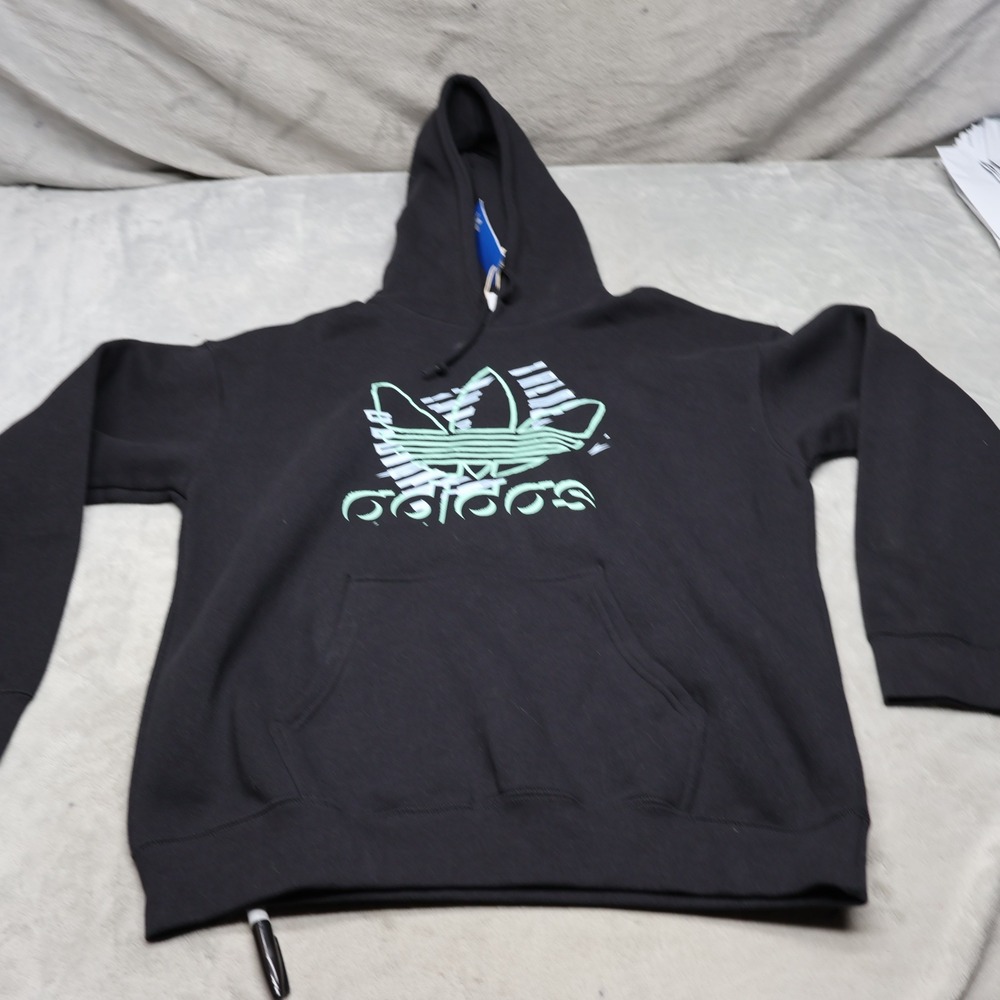 Adidas Hoodie Womens Medium Black OG Sketch Trefoil Sweatshirt Pullover NWD
